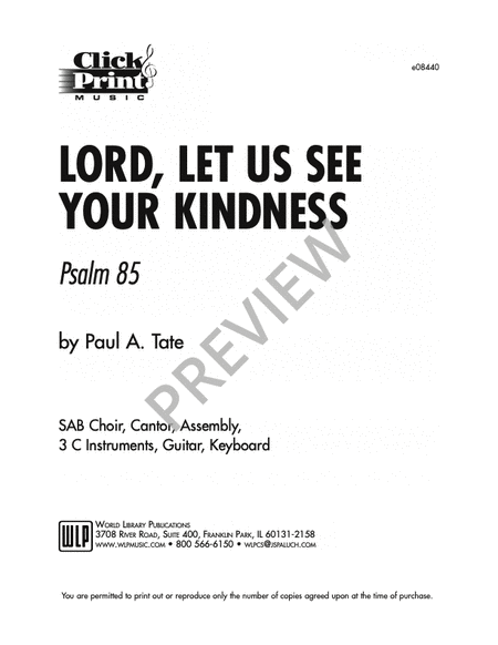 Lord, Let Us See Your Kindness
