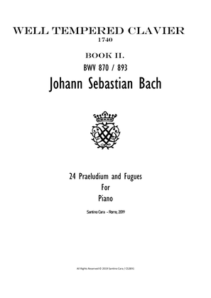Book cover for Bach - The Well Tempered Clavier Book II - 24 Preludes and Fugues for Piano