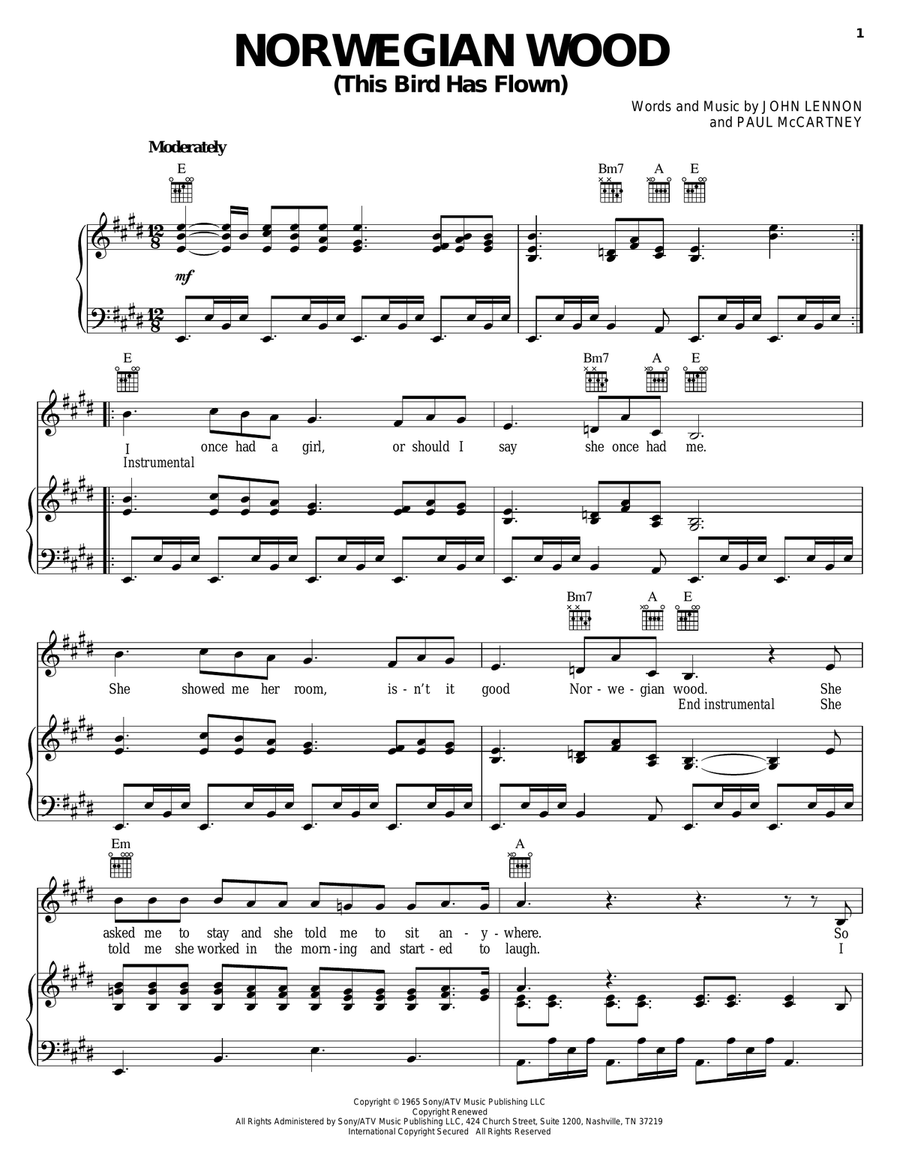 Norwegian Wood (This Bird Has Flown) Acoustic Guitar scores gallery preview page 1