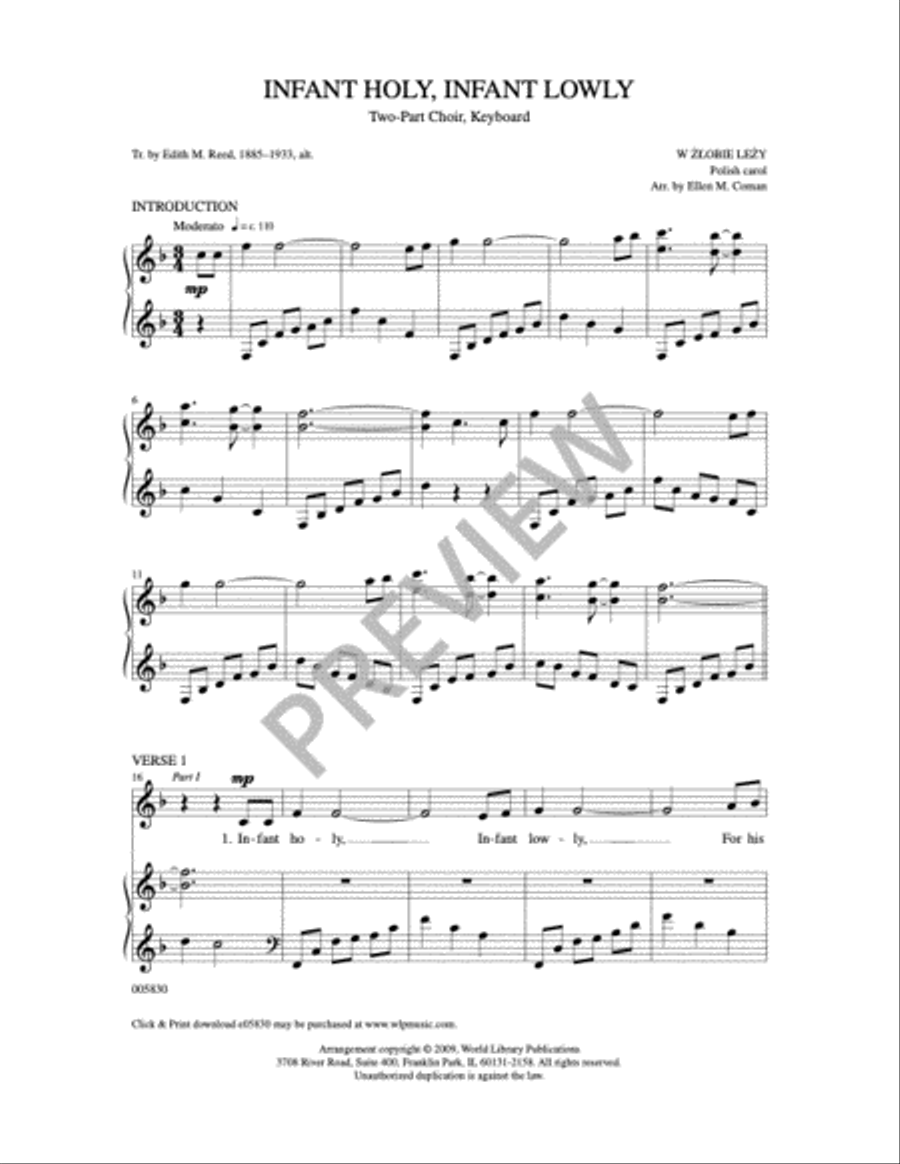 Infant Holy, Infant Lowly 2-Part scores gallery preview page 9