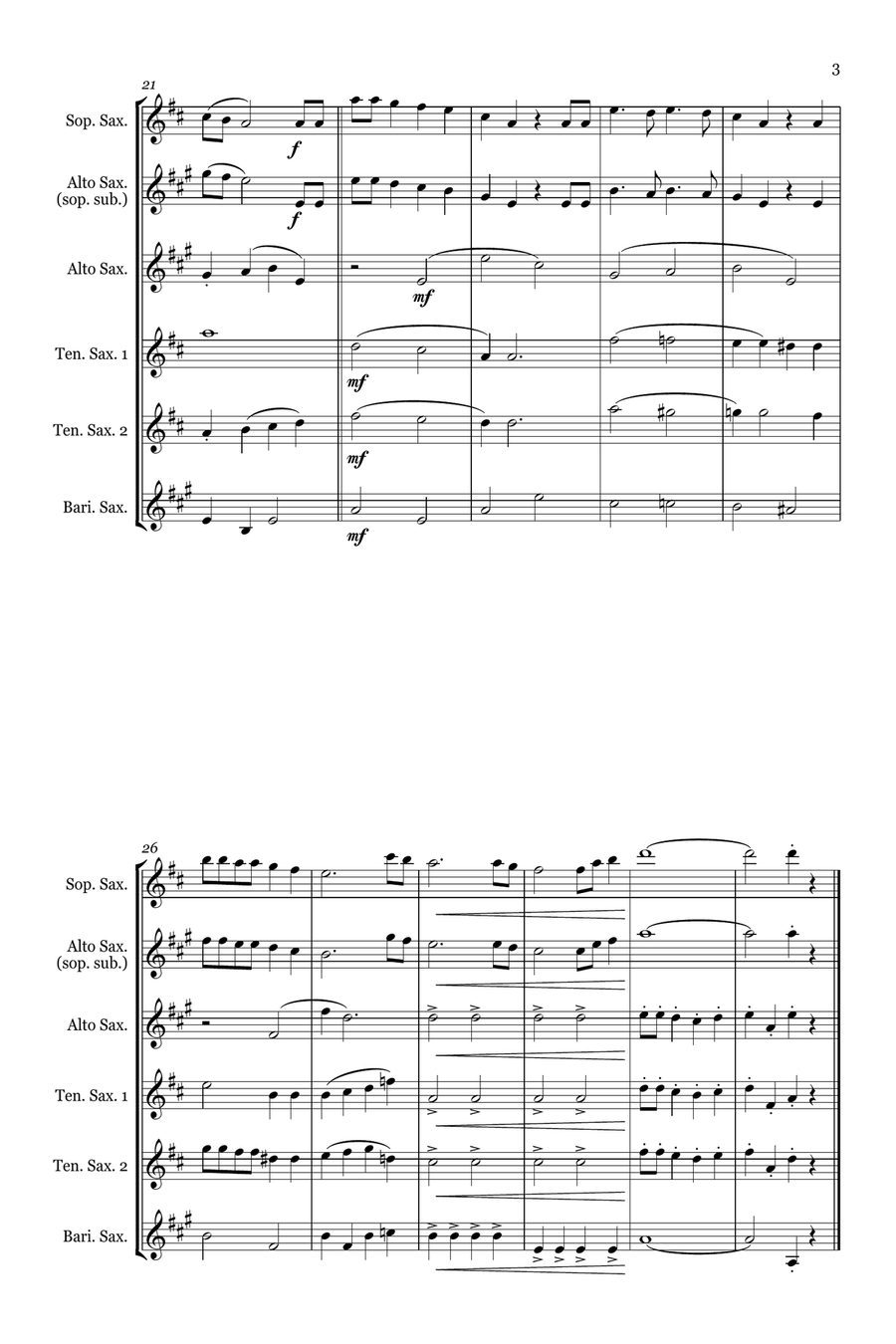 Let It Snow! Let It Snow! Let It Snow! Saxophone Quintet scores gallery preview page 3