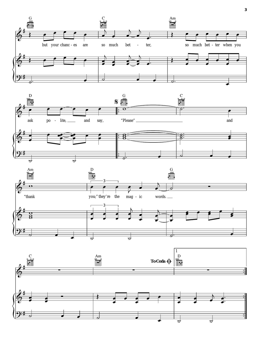 Please And Thank You Piano, Vocal, Guitar scores gallery preview page 3