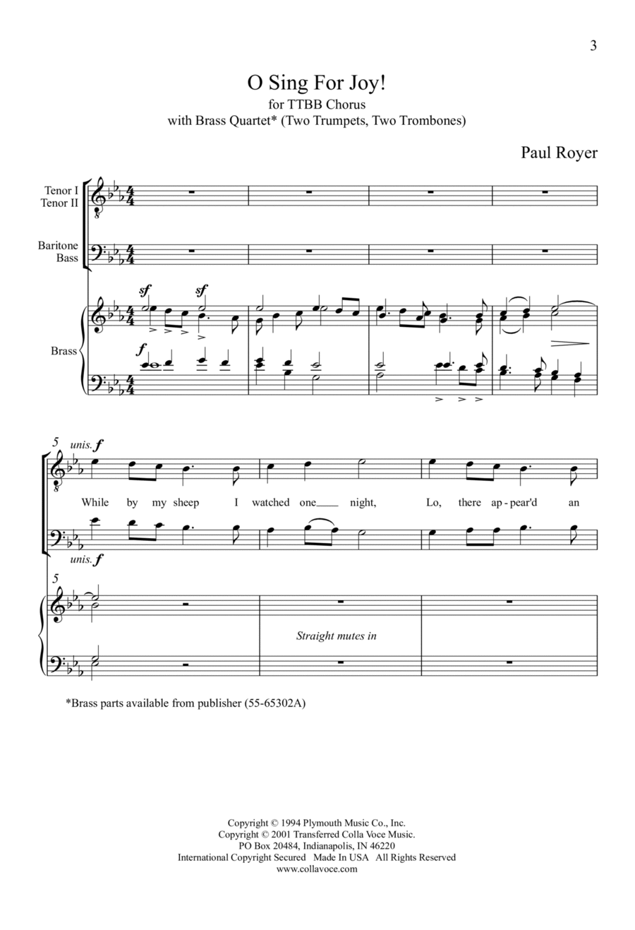 O Sing For Joy! O Sing For Joy! TTBB scores gallery preview page 1