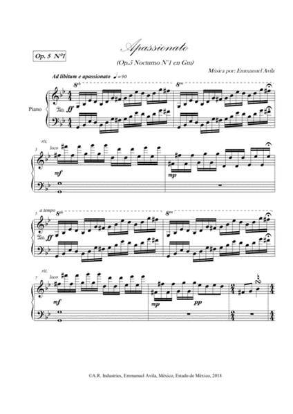 Apassionato (Op. 5 Nocturne N°1 in Gm) image number null