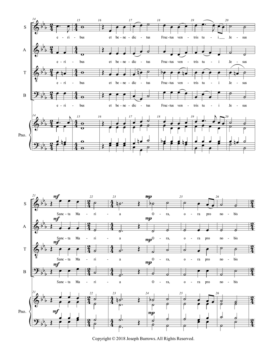 Ave Maria by Jacob Arcadelt - SATB and Piano 4-Part scores gallery preview page 2