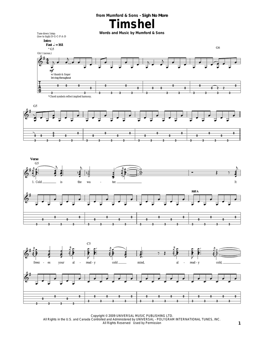 Timshel Acoustic Guitar scores gallery preview page 1