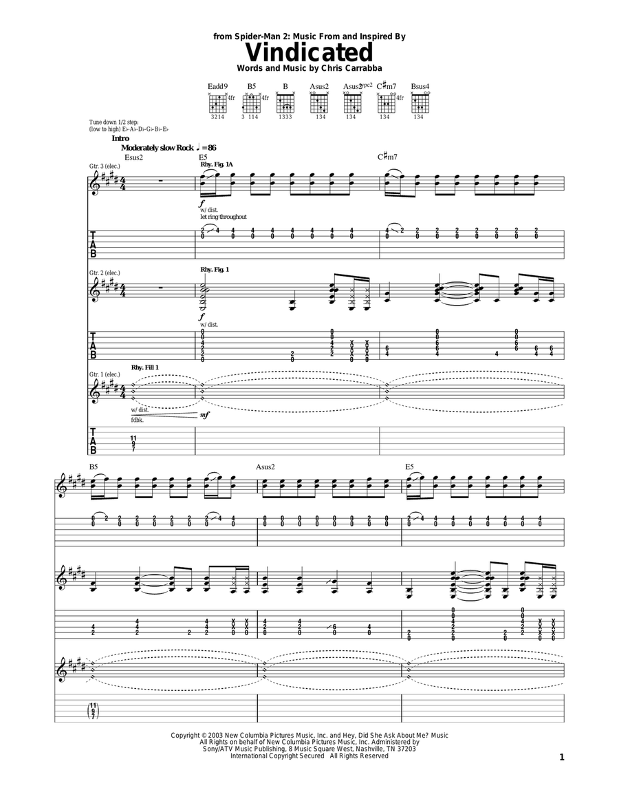 Vindicated Vindicated Acoustic Guitar scores gallery preview page 1