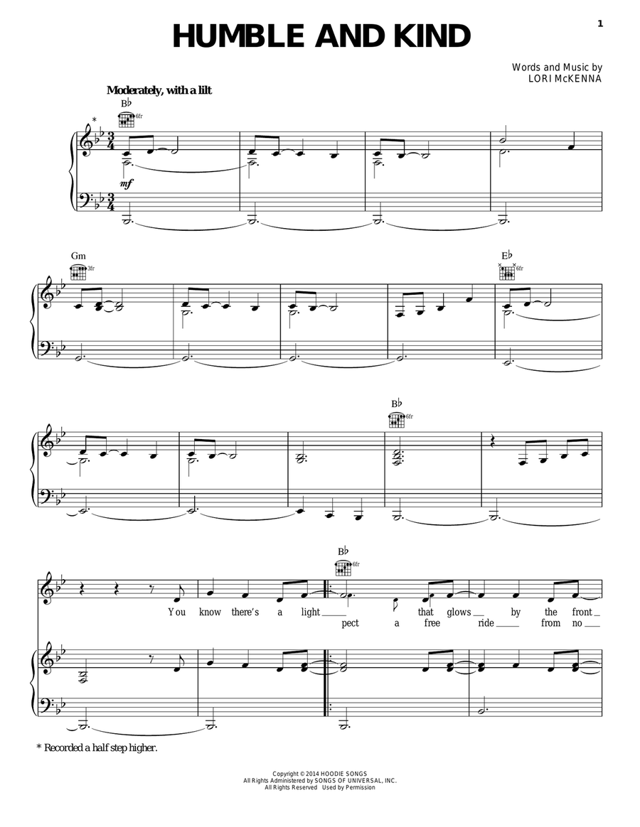 Humble And Kind Piano, Vocal, Guitar scores gallery preview page 1