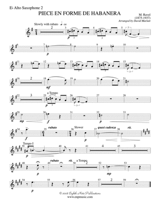 Piece en Forme de Habanera (Soloist and Concert Band): 2nd E-flat Alto Saxophone