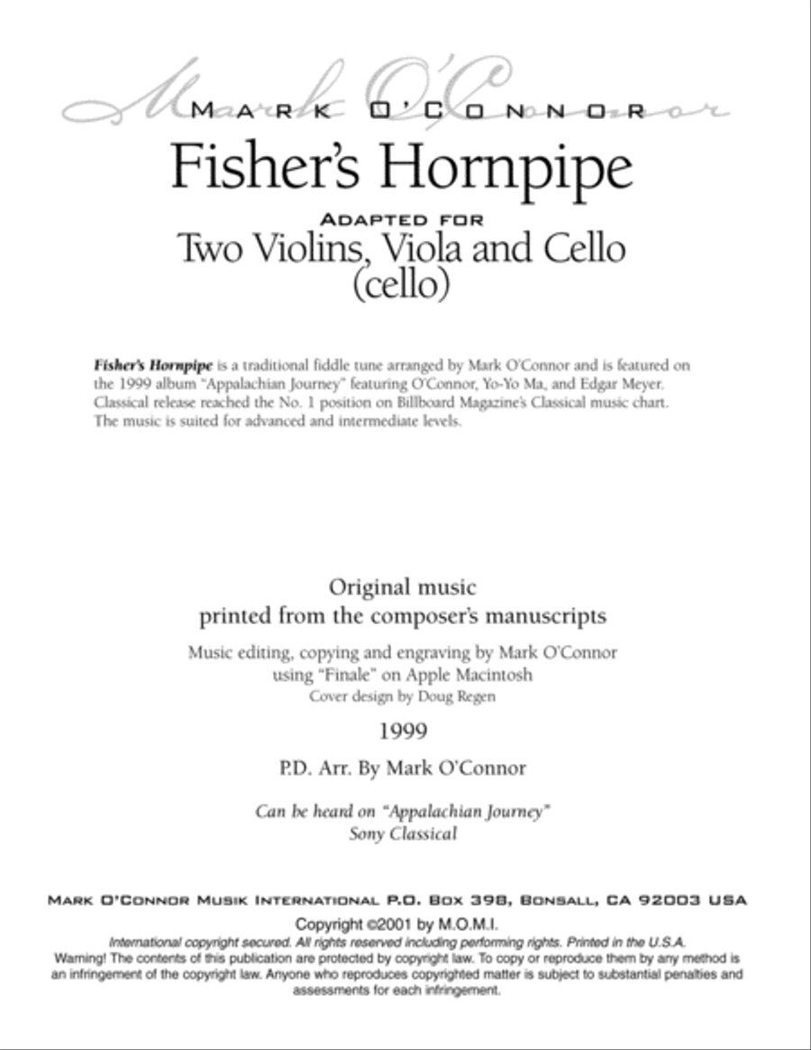 Fisher's Hornpipe (cello part - two vlns, vla, cel) String Quartet scores gallery preview page 3