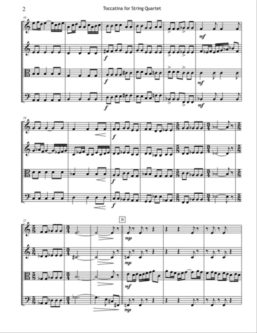 Toccatina for String Quartet String Quartet scores gallery preview page 2