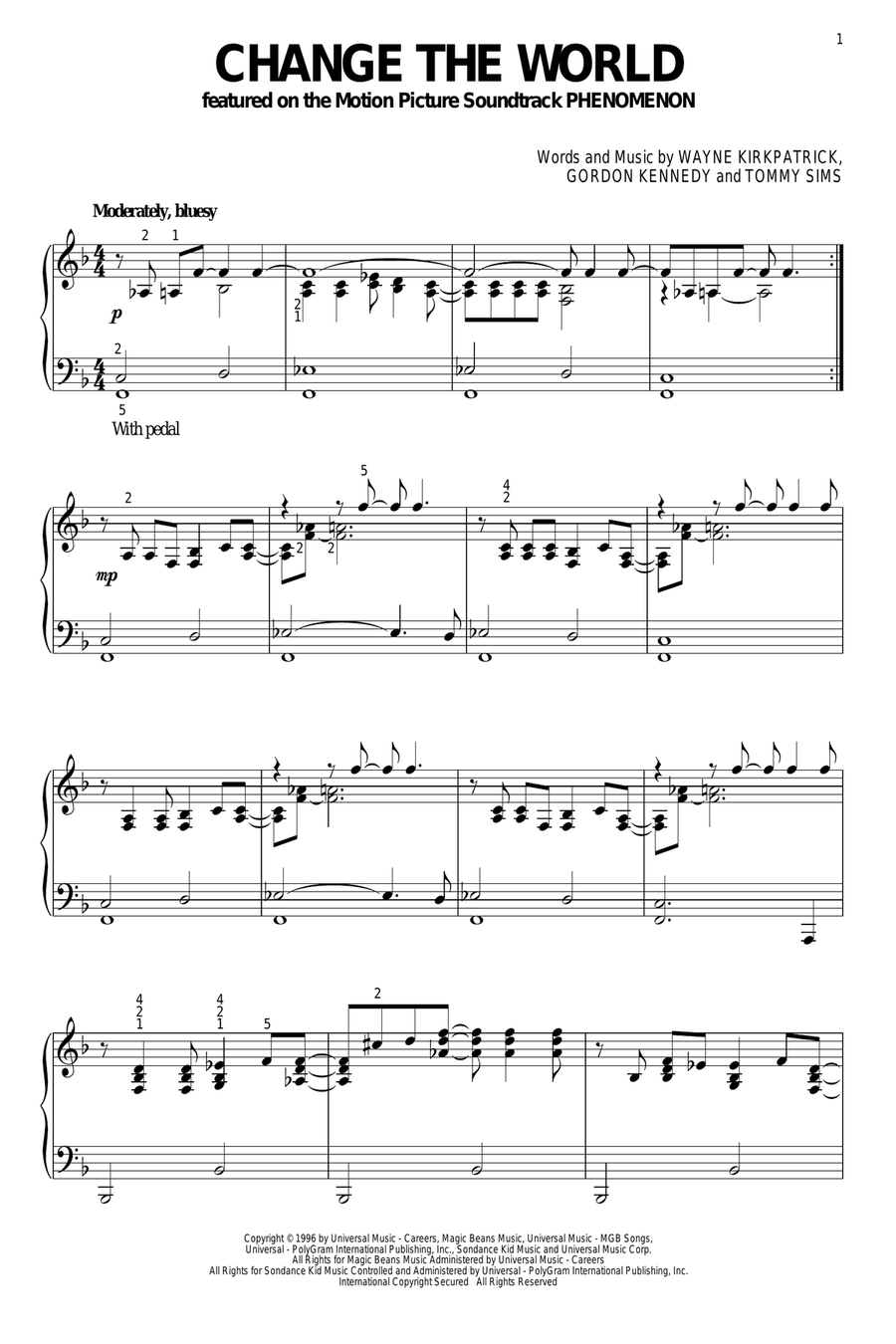 Change The World Piano Solo scores gallery preview page 1