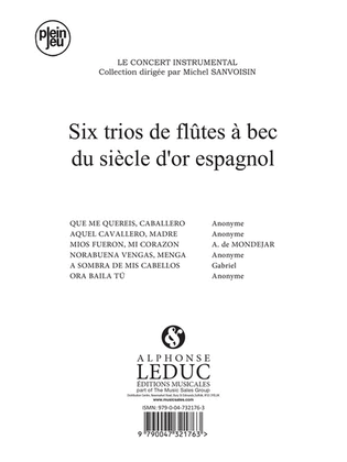 Book cover for 6 Trios Du Siecle D'or Espagnol (recorders 3)