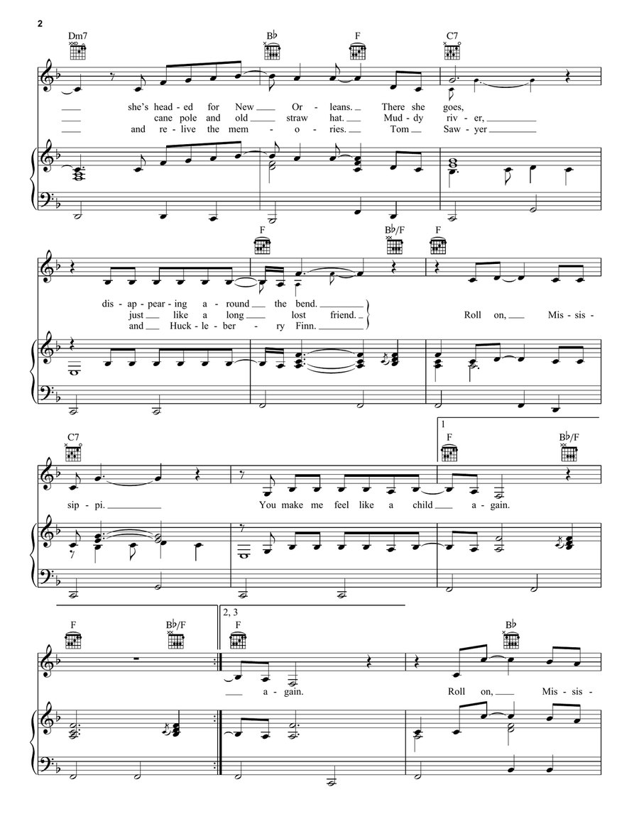 Roll On Mississippi Piano, Vocal, Guitar scores gallery preview page 2