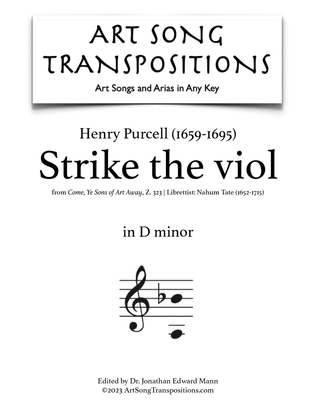 Book cover for PURCELL: Strike the viol (transposed to D minor)