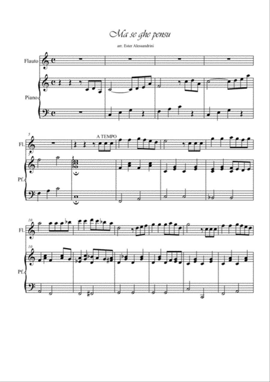 Ma se ghe pensu. Flute and piano Flute Solo scores gallery preview page 1