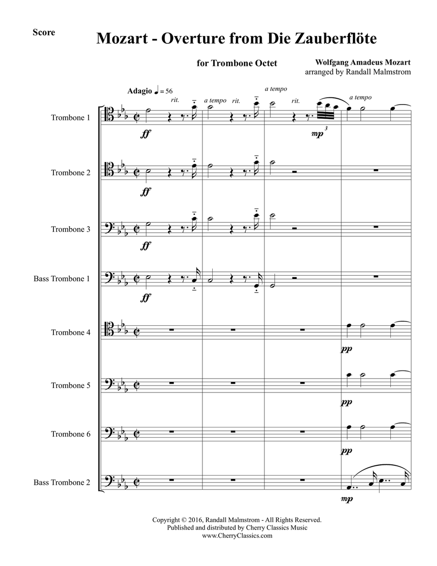 Overture to the Magic Flute for Trombone Octet Large Ensemble scores gallery preview page 1