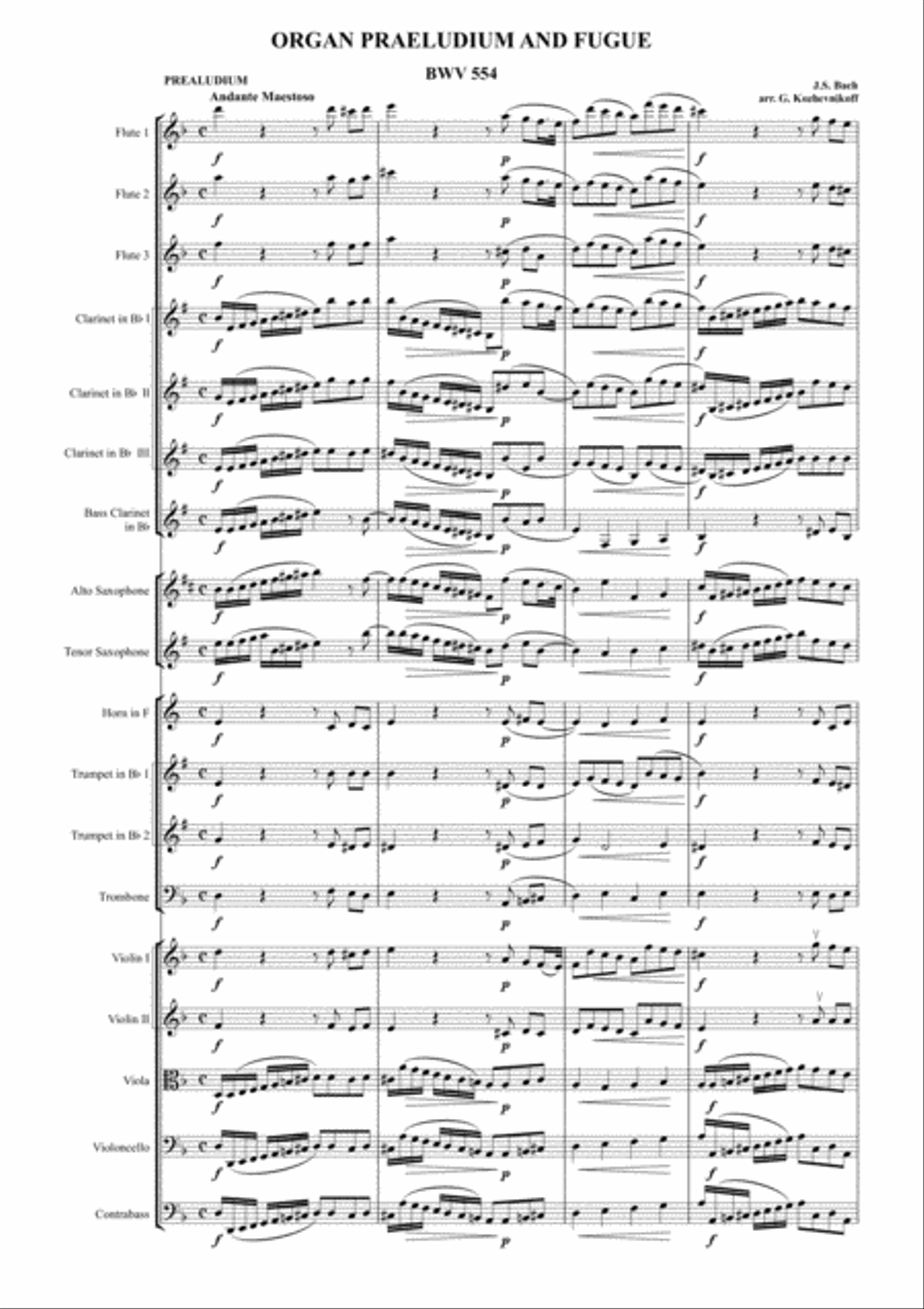 J.S. Bach, Organ Praeludium and Fugue (BWV 554) Full Orchestra scores gallery preview page 1