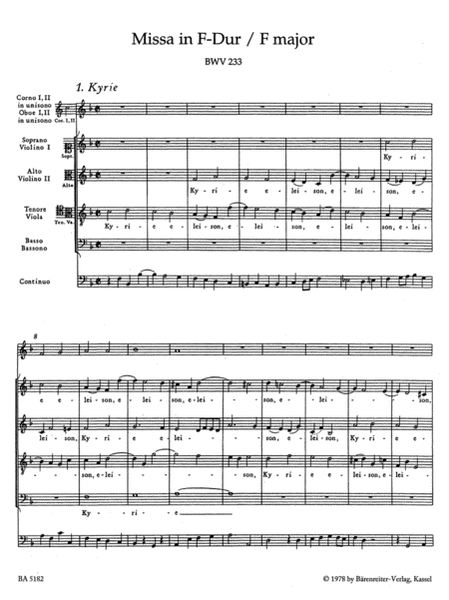 Mass F major BWV 233 'Lutheran Mass 1'