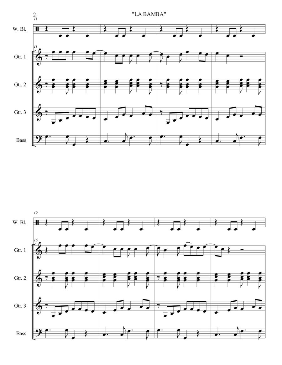 La Bamba Guitar Ensemble scores gallery preview page 4
