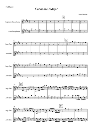 Book cover for Canon in D Major (Johann Pachelbel) for Soprano Saxophone & Alto Saxophone Duo