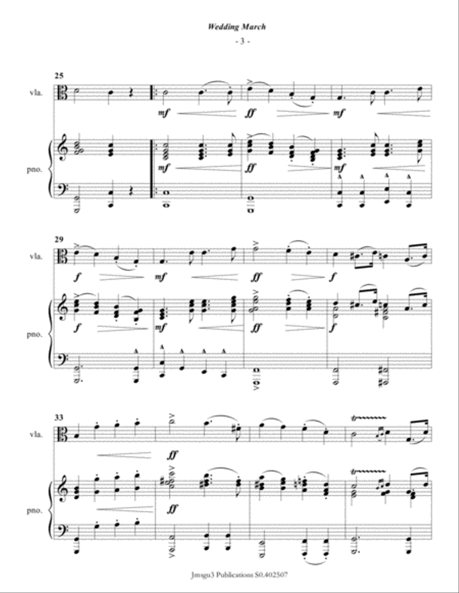Mendelssohn: Wedding March for Viola & Piano Viola scores gallery preview page 4