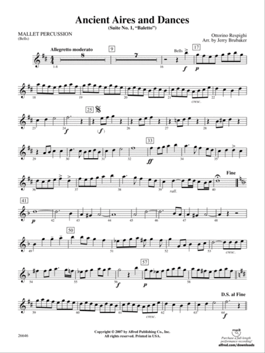 Ancient Aires and Dances, Suite No. 1 (Balletto): Mallets Full Orchestra scores gallery preview page 1
