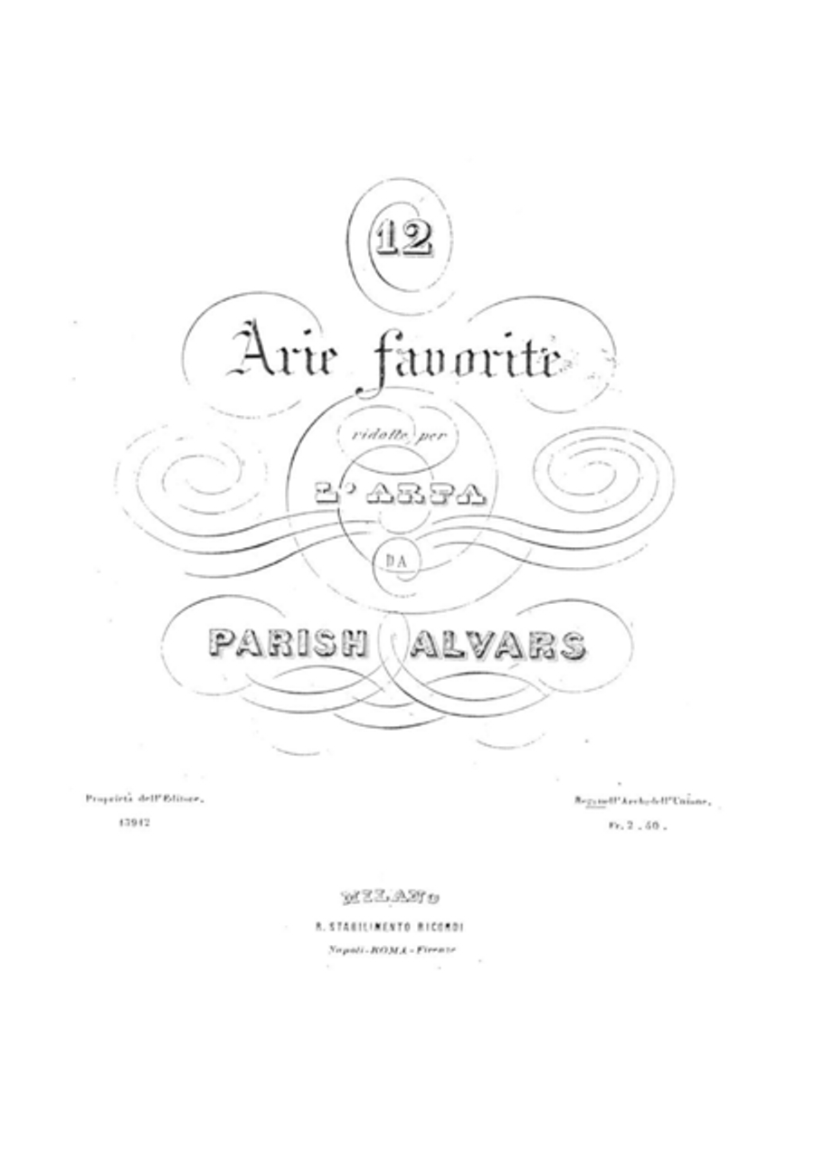 12 Opera Arias for Harp (easy) Harp scores gallery preview page 1