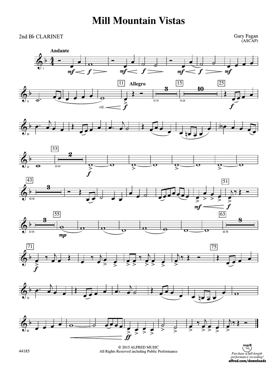 Mill Mountain Vistas: 2nd B-flat Clarinet