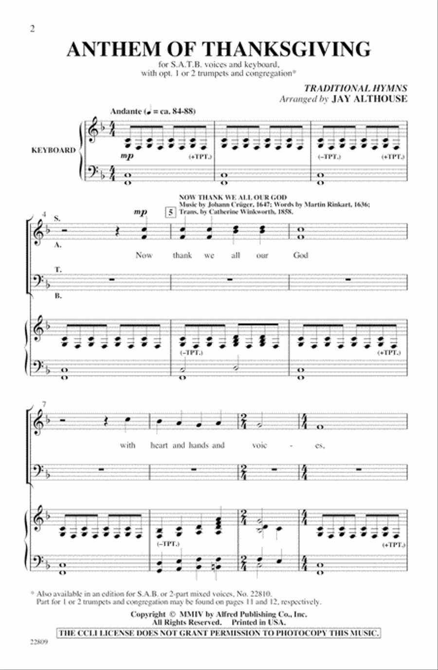 Anthem of Thanksgiving 4-Part scores gallery preview page 2