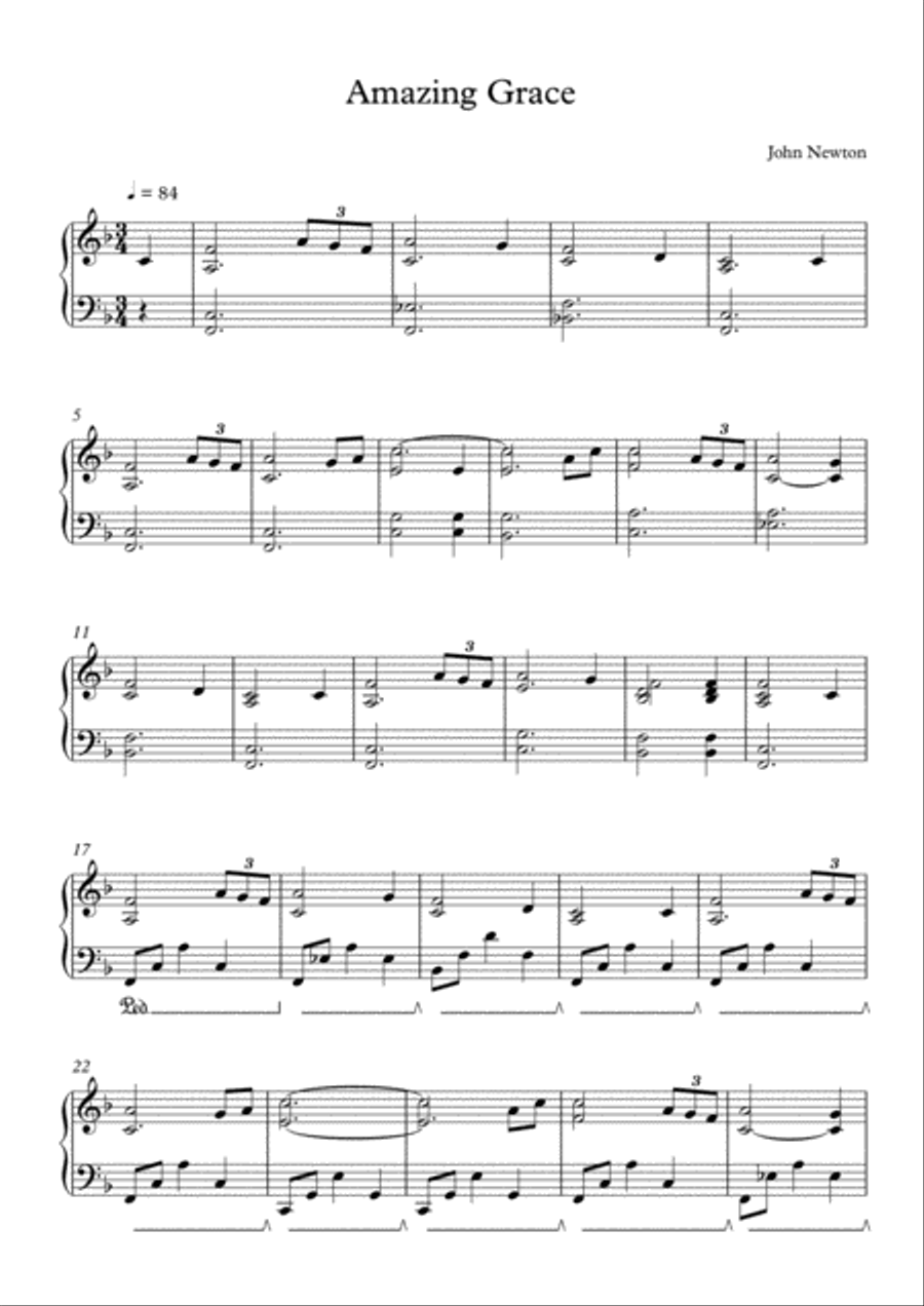 Amazing Grace Easy Piano scores gallery preview page 2
