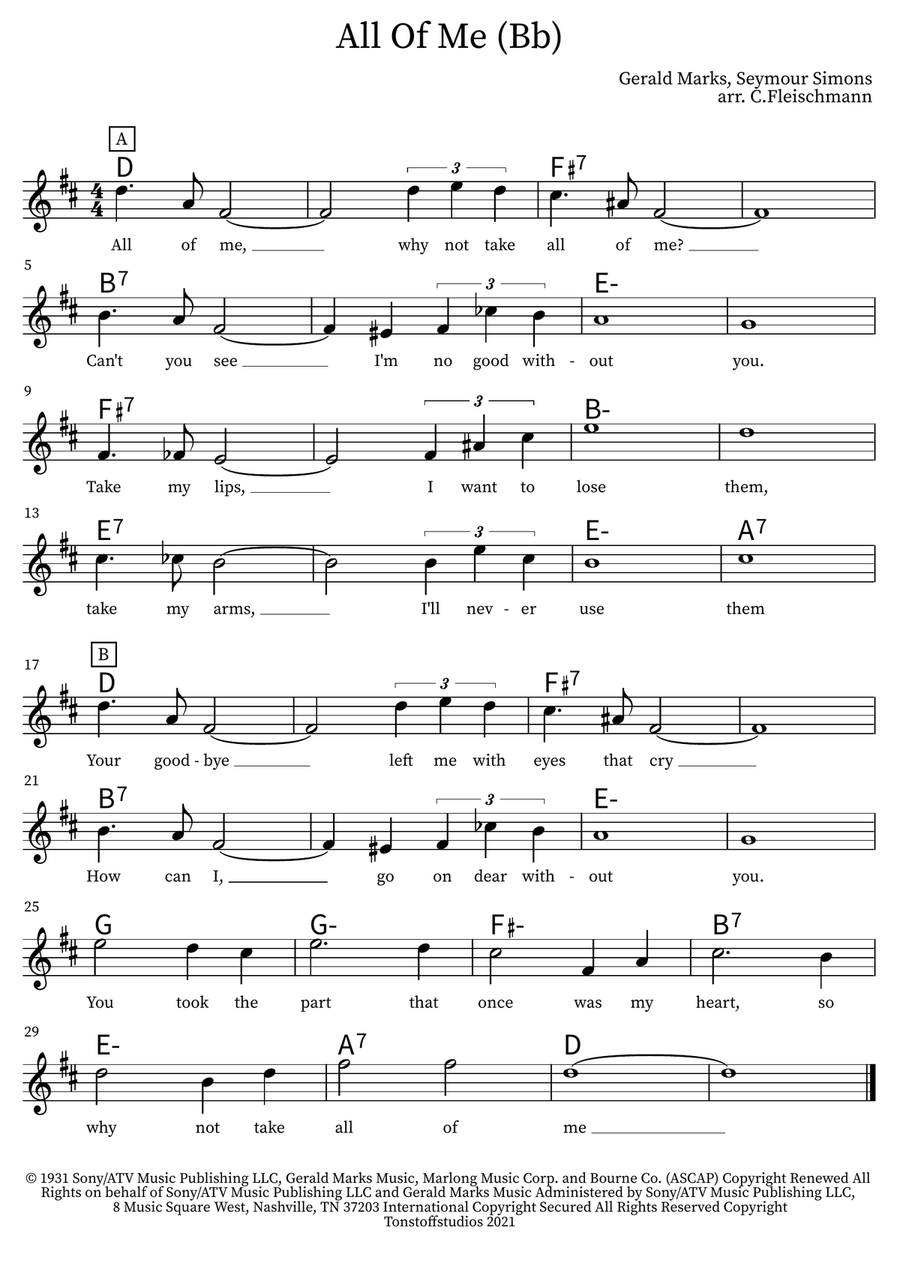 All Of Me All Of Me Piano scores gallery preview page 1