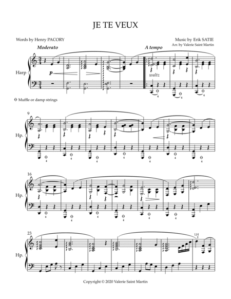 Erik Satie - Je Te Veux - Harp Solo image number null