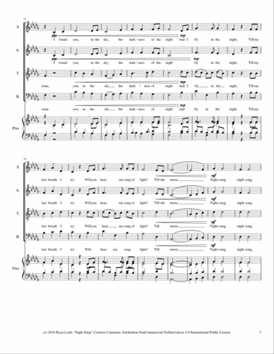 Night Song Night Song 4-Part scores gallery preview page 3