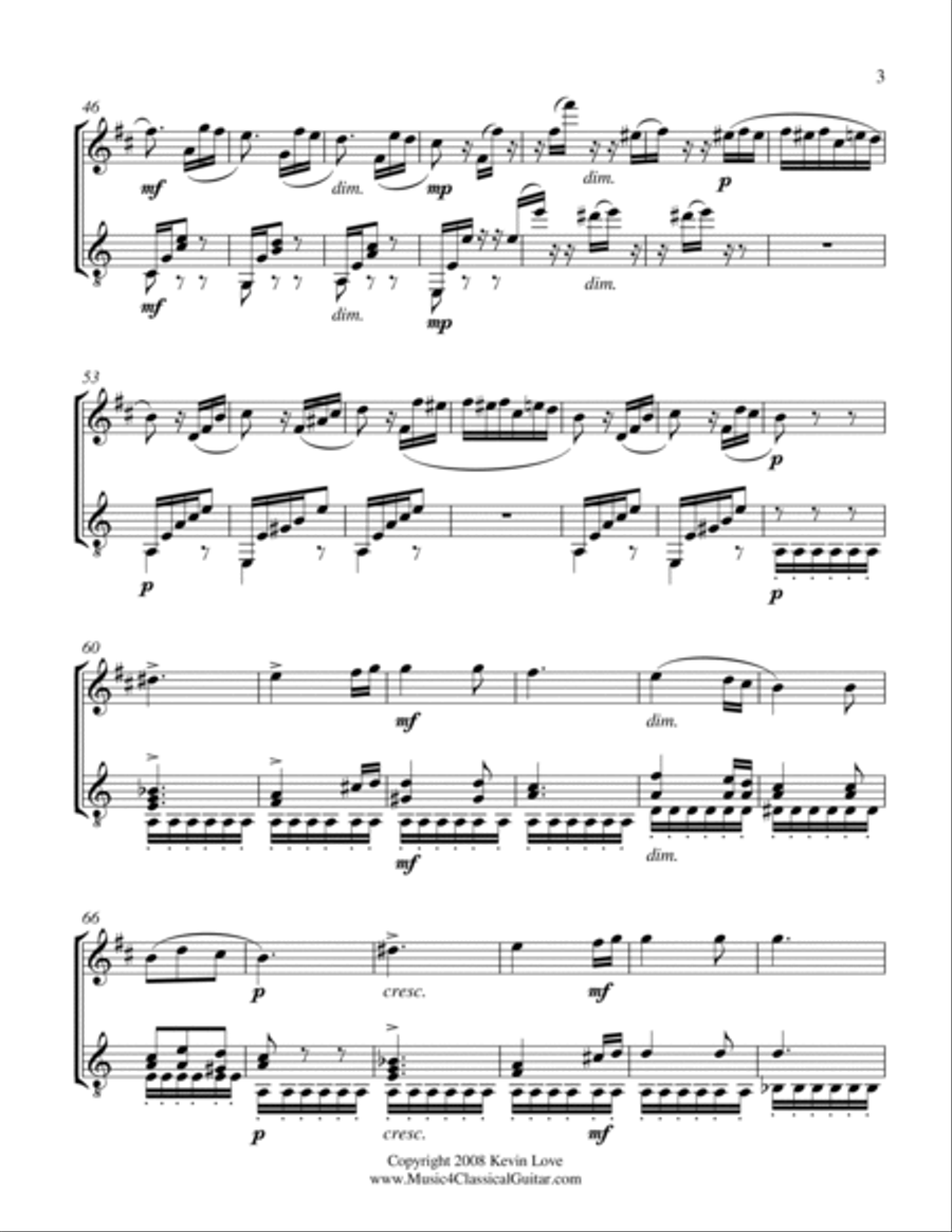 Fur Elise (Clarinet and Guitar) - Score and Parts Clarinet scores gallery preview page 3
