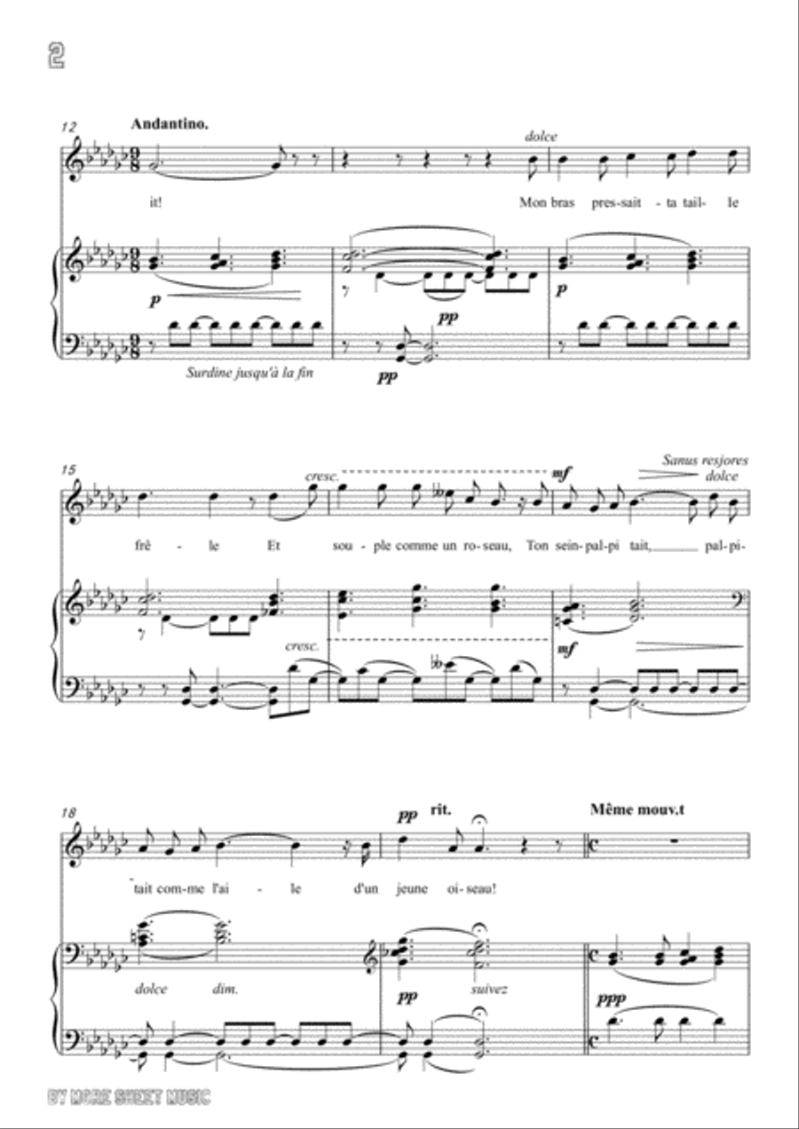 Lalo-Souvenir in G flat Major,for Voice and Piano Voice Solo scores gallery preview page 4