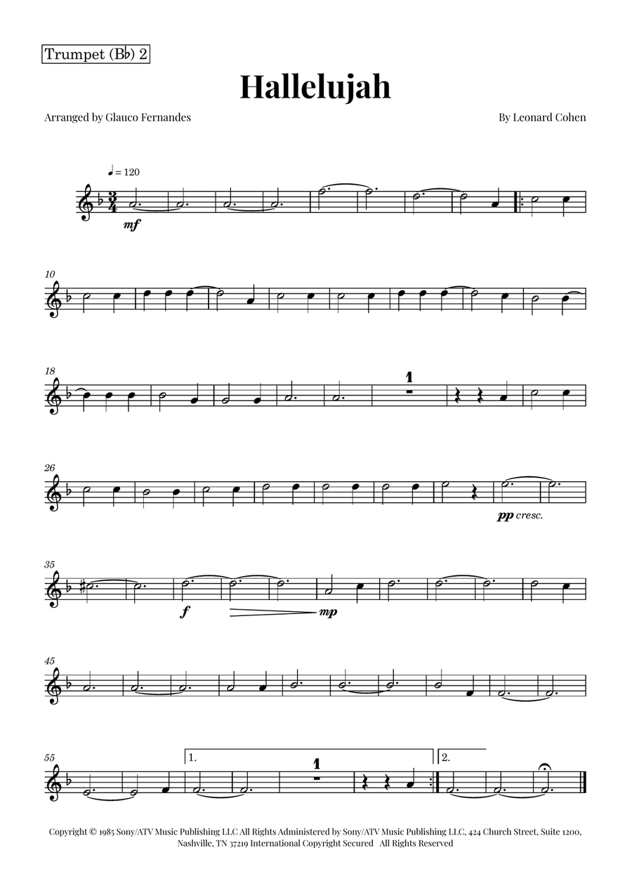 Hallelujah Brass Quintet scores gallery preview page 4