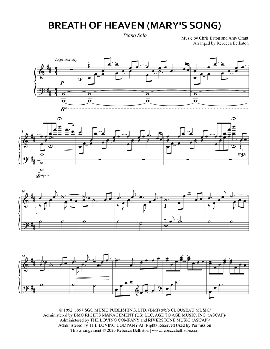 Breath Of Heaven (mary's Song) Piano Solo scores gallery preview page 1