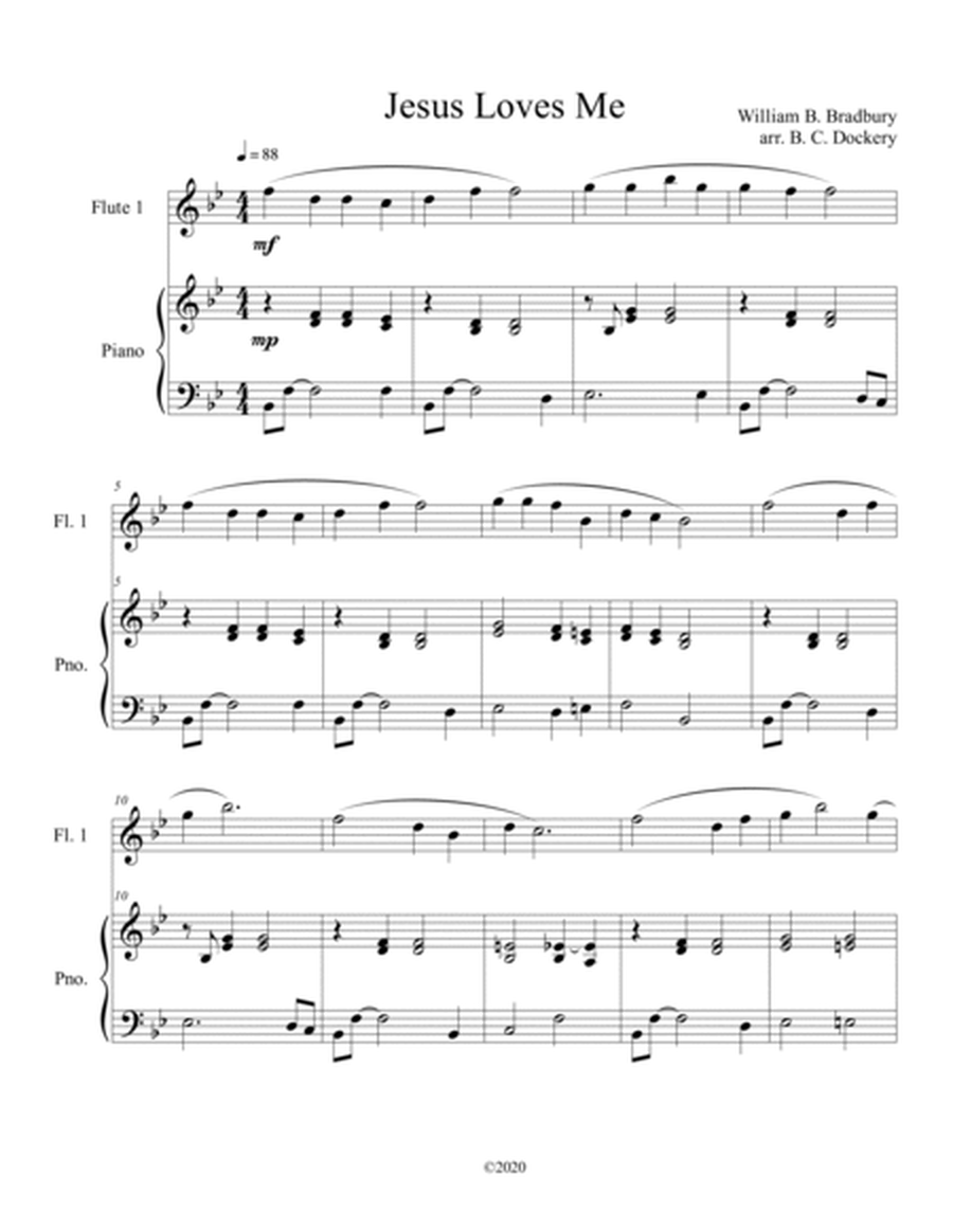 Jesus Loves Me (flute solo) with optional piano accompaniment image number null