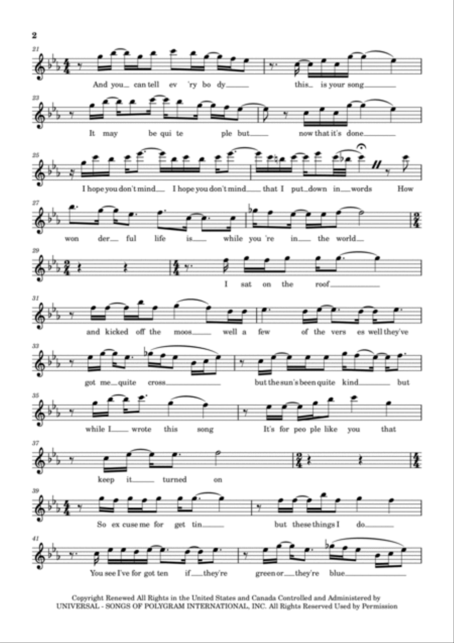 Your Song Flute Solo scores gallery preview page 2