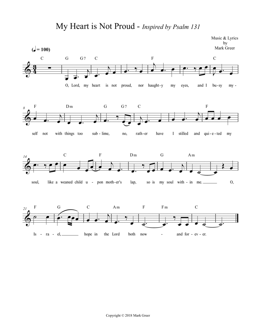 My Heart is Not Proud - Inspired by Psalm 131 Guitar scores gallery preview page 1