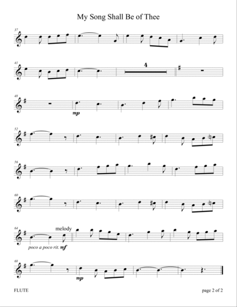 My Song Shall Be of Thee (for FLUTE and/or VIOLIN Duet with PIANO Accompaniment) image number null