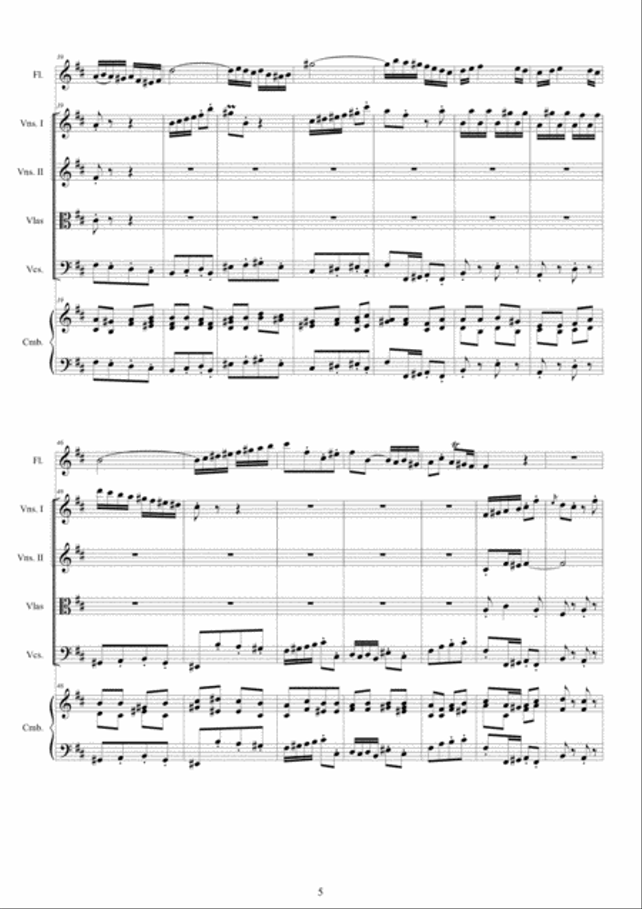 Bach - Non sa che sia dolore - Cantata BWV 209 for Flute, Soprano, Strings and Cembalo SA scores gallery preview page 5