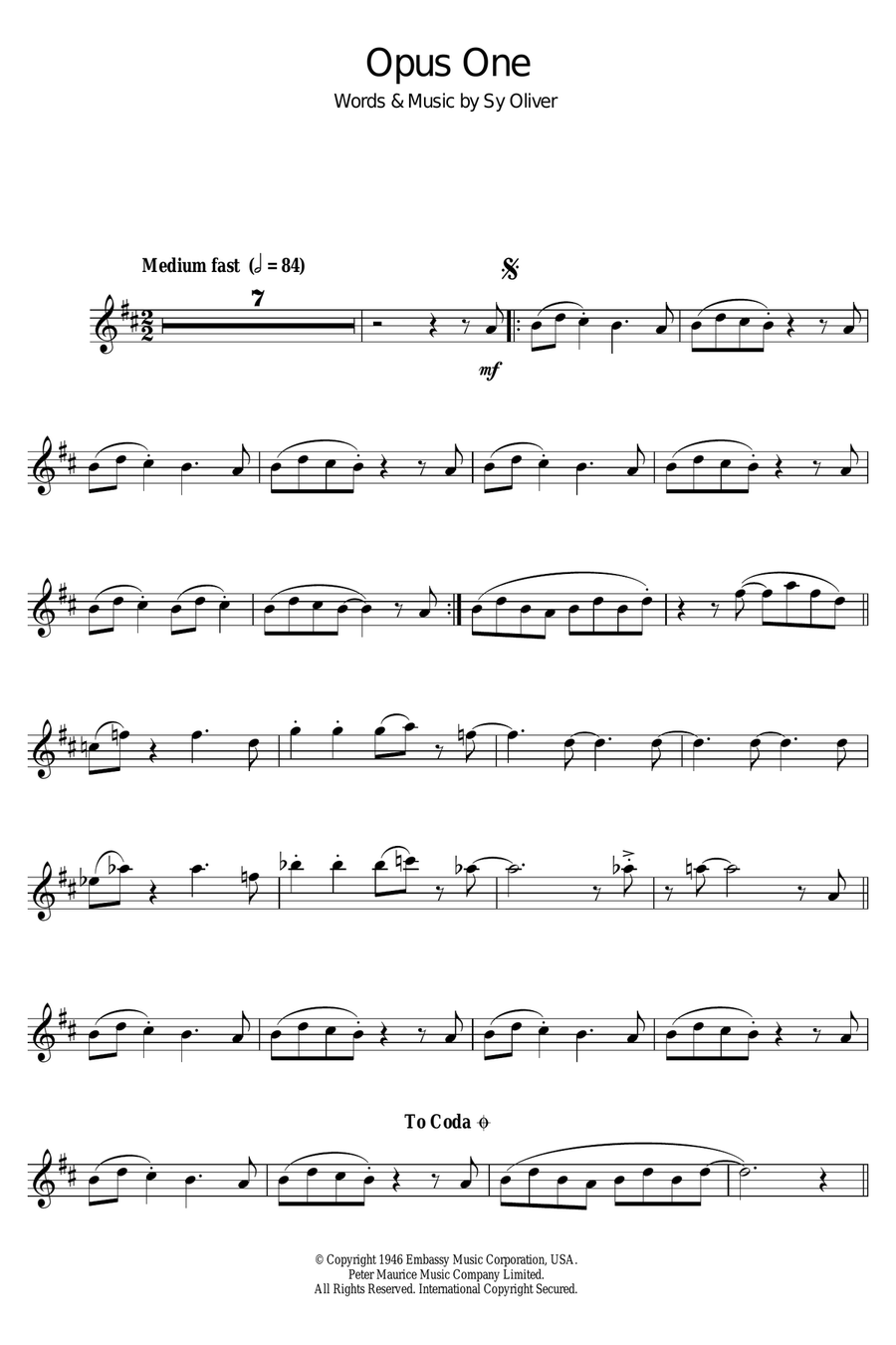 Opus One Opus One Alto Saxophone scores gallery preview page 1