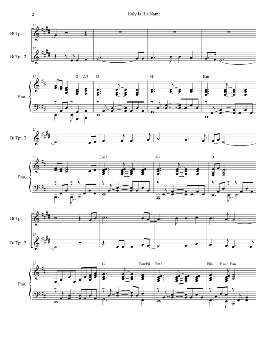 Holy Is His Name Trumpet Duet scores gallery preview page 2
