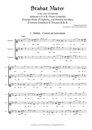 Eugenio de Ligniville - Stabat Mater à tre voci in Canone - First Part (canons 1-10)
