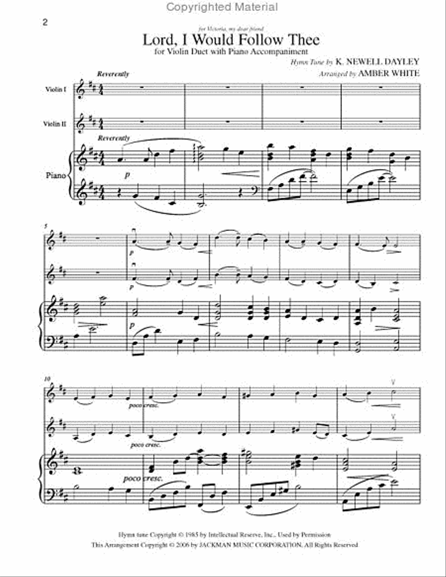 Lord I Would Follow Thee - Violin Duet Choir scores gallery preview page 2