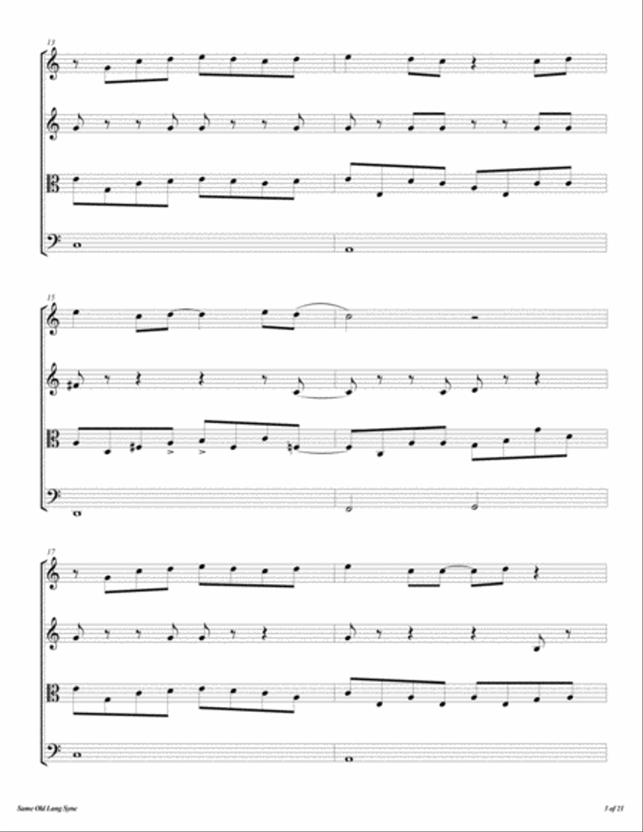 Same Old Lang Syne String Quartet scores gallery preview page 4