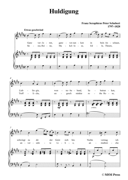 Schubert-Huldigung,in E Major,for Voice&Piano image number null