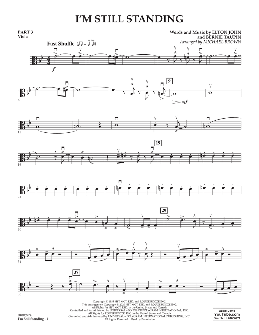 I'm Still Standing (arr. Michael Brown) - Pt.3 - Viola Concert Band scores gallery preview page 1
